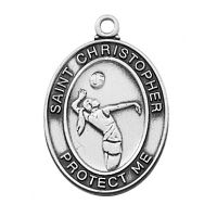 Pewter Girls Volleyball Medal w/18 inch Silver Tone Chain