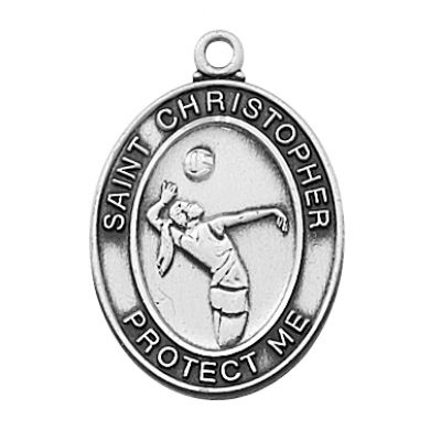 Pewter Girls Volleyball Medal w/18 inch Silver Tone Chain 735365416486 - D676VB