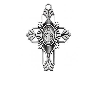 Sterling Silver Miraculous Cross 20 inch Necklace Chain & Gift Box - 735365193301 - L678