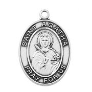 Sterling Silver Saint Agatha Medal With 18" Rhodium Chain