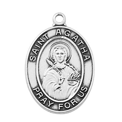 Sterling Silver Saint Agatha Medal With 18" Rhodium Chain - 735365494736 - L683AG