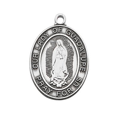 Sterling Silver Guadalupe Medal w/18 Inch Rhodium Chain/Red Gift Box - 735365231973 - L683GU
