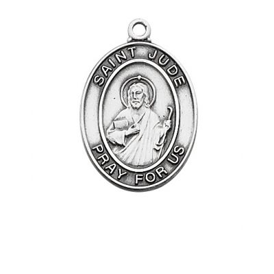 Sterling Silver Saint Jude Medal w/18 Inch Rhodium Chain/Red Gift Box - 735365232079 - L683JU