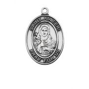 Sterling Silver Saint Kateri Medal w/18 Inch Rhodium /Red Gift Box