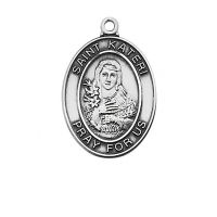 Sterling Silver Saint Kateri Medal w/18 Inch Rhodium /Red Gift Box