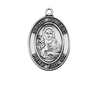 Sterling Silver Saint Kateri Medal w/18 Inch Rhodium /Red Gift Box - 735365194209 - L683KT
