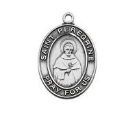 Sterling Saint Peregrine Medal w/18 inch Rhodium Chain & Red Gift Box