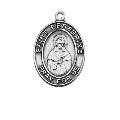 Sterling Saint Peregrine Medal w/18 inch Rhodium Chain & Red Gift Box - 735365232178 - L683PE