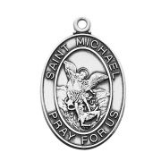 Sterling Silver Saint Michael Medal 24 inch Necklace Chain & Gift Box