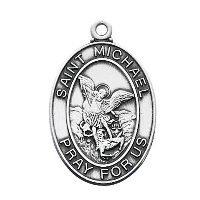 Sterling Silver Saint Michael Medal 24 inch Necklace Chain & Gift Box - 735365233847 - L684MK