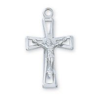 Sterling Silver 14/16 Inch Crucifix 18 Inch Necklace Chain/Gift Box
