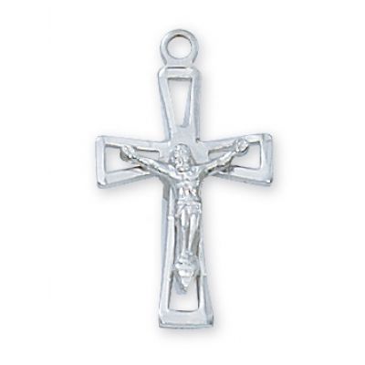 Sterling Silver 14/16 Inch Crucifix 18 Inch Necklace Chain/Gift Box - 735365124381 - L7005