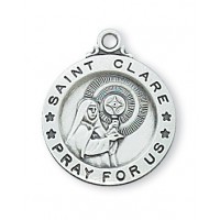 Sterling Silver Saint Clare of Assisi 18 inch Necklace Chain & Box