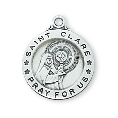 Sterling Silver Saint Clare of Assisi 18 inch Necklace Chain & Box - 735365494804 - L700CL