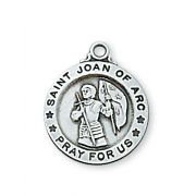 Sterling Silver Small 5/8 inch Saint Joan of Arc 18 inch Necklace