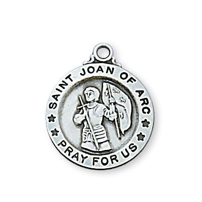 Sterling Silver Small 5/8 inch Saint Joan of Arc 18 inch Necklace - 735365490141 - L700JOA