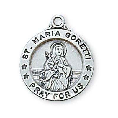 Sterling Silver Saint Maria Goretti 18 inch Necklace Chain & Gift Box - 735365488889 - L700MG