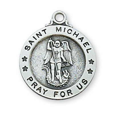 Sterling Silver Saint Michael 18 inch Necklace Chain & Gift Box - 735365490134 - L700MK