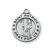 Sterling Silver Saint Patrick Pendant w/18in. Chain