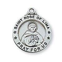 Sterling Silver Saint Rose Of Lima Pendant w/Chain
