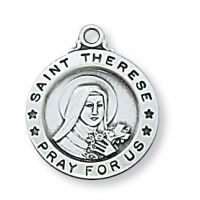 Sterling Silver Saint Therese 18 inch Chain & Gift Box