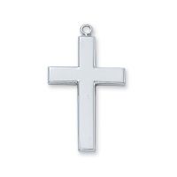 Sterling Silver 1 1/4 inch Cross 24 inch Necklace & Gift Box