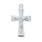Sterling Silver 14/16 inch Crucifix 18 inch Necklace Rhodium Chain