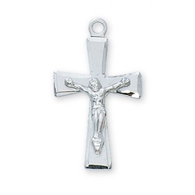 Sterling Silver 14/16 inch Crucifix 18 inch Necklace Rhodium Chain - 735365139682 - L7053