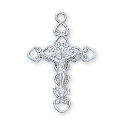 Sterling Silver 15/16 inch Crucifix 18 inch Necklace Rhodium Chain - 735365139712 - L7057