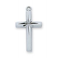 Sterling Silver English 13/16 inch Cross 18 inch Necklace Chain