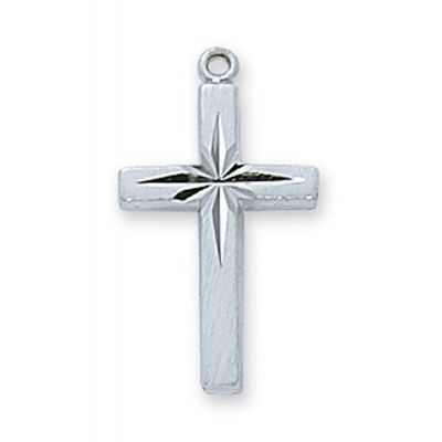 Sterling Silver English 13/16 inch Cross 18 inch Necklace Chain - 735365140817 - L7060