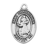Sterling Silver Saint Christopher w/16" Rhodium Plated Chain