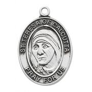 Sterling Silver Saint Teresa Of Calcutta Medal / 20" Chain