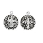 Sterling Silver Saint Benedict 16" Rhodium Plated Chain