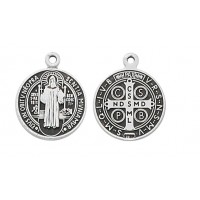 Sterling Silver Saint Benedict 16" Rhodium Plated Chain