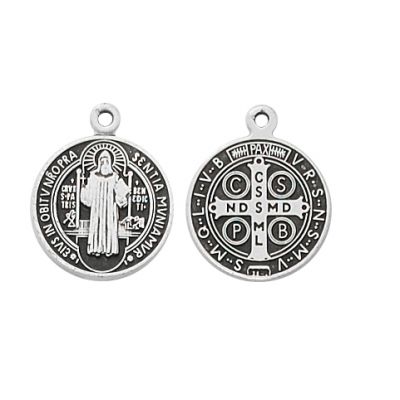 Sterling Silver Saint Benedict 16" Rhodium Plated Chain - 735365507764 - L762