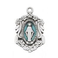 Sterling SilverMiraculous W/blue 18" Chain & Box
