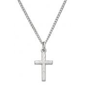 Sterling Silver Baby Cross /13in. Rhodium Chain Clear Plastic Gift Box