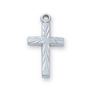 Sterling Silver Baby Cross With 13" Rhodium Chain Deluxe Gift Box
