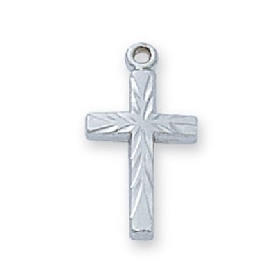 Sterling Silver Baby Cross With 13" Rhodium Chain Deluxe Gift Box - 735365651719 - L8001BT