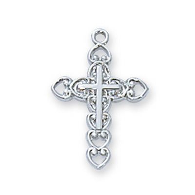Sterling Silver Cross 16" Rhodium Plated Chain & Gift Box - 735365495993 - L8002BT
