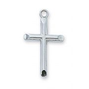 Sterling Silver 13/16 inch Cross 18 inch Necklace/Box