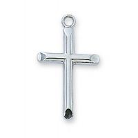 Sterling Silver 13/16 inch Cross 18 inch Necklace/Box