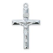 Sterling Silver 1 1/4 inch Crucifix 24 inch Necklace & Gift Box