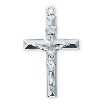 Sterling Silver 1 1/4 inch Crucifix 24 inch Necklace & Gift Box - 735365164370 - L8011