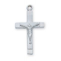 Sterling Silver 3/4 inch Crucifix 18 inch Necklace Chain/Gift Box