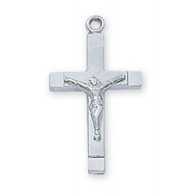 Sterling Silver 3/4 inch Crucifix 18 inch Necklace Chain/Gift Box - 735365124664 - L8015