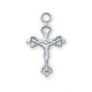 Sterling Silver Baby Crucifix 13" Rhodium Chain/ Deluxe Gift Box