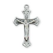 Sterling Silver 3/4 inch Crucifix 18 inch Necklace Chain
