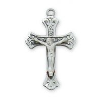 Sterling Silver 3/4 inch Crucifix 18 inch Necklace Chain